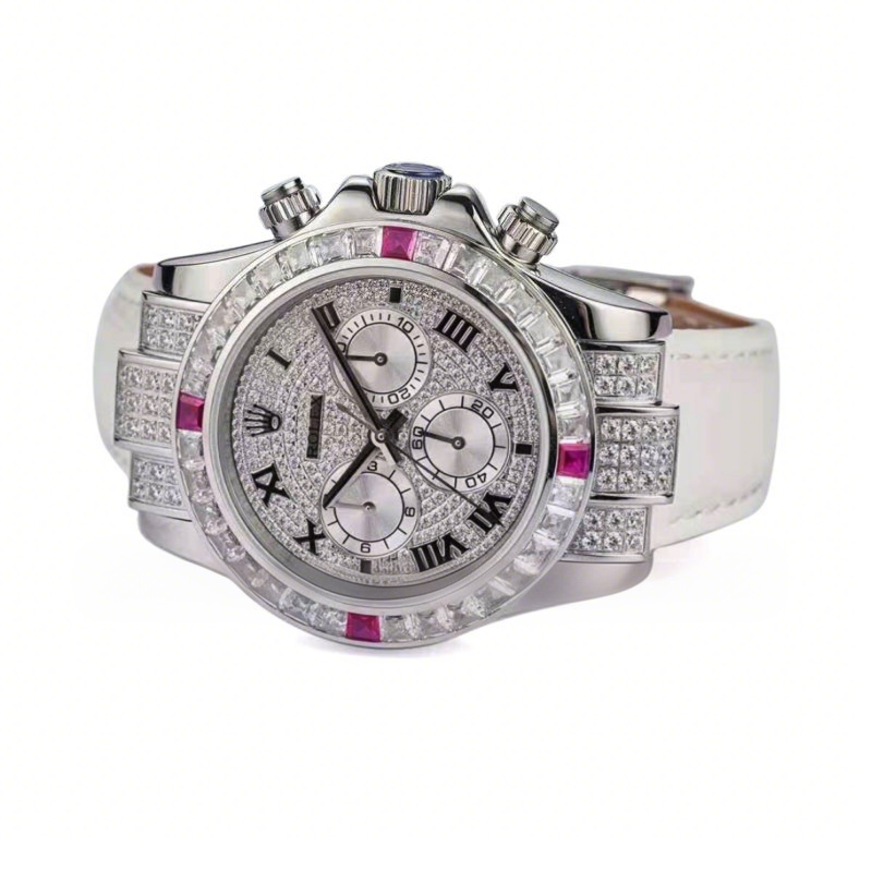 Rolex Daytona 116599 Diamond Paved Dial in White Gold White and Pink Diamonds-fasswatch