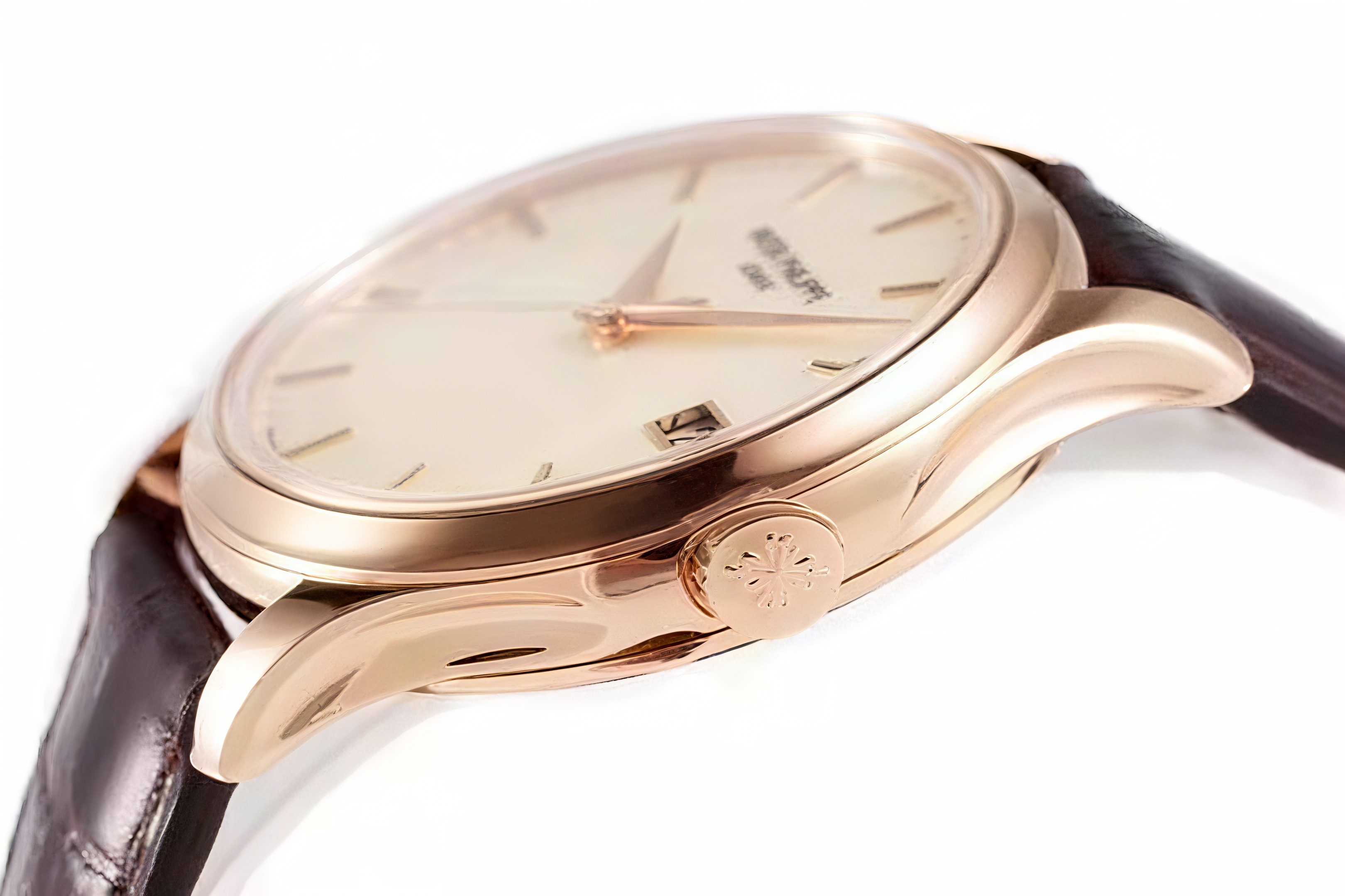 Patek Philippe Calatrava 5227R-001 White Dial in Rose Gold on Brown Leather Strap-fasswatch
