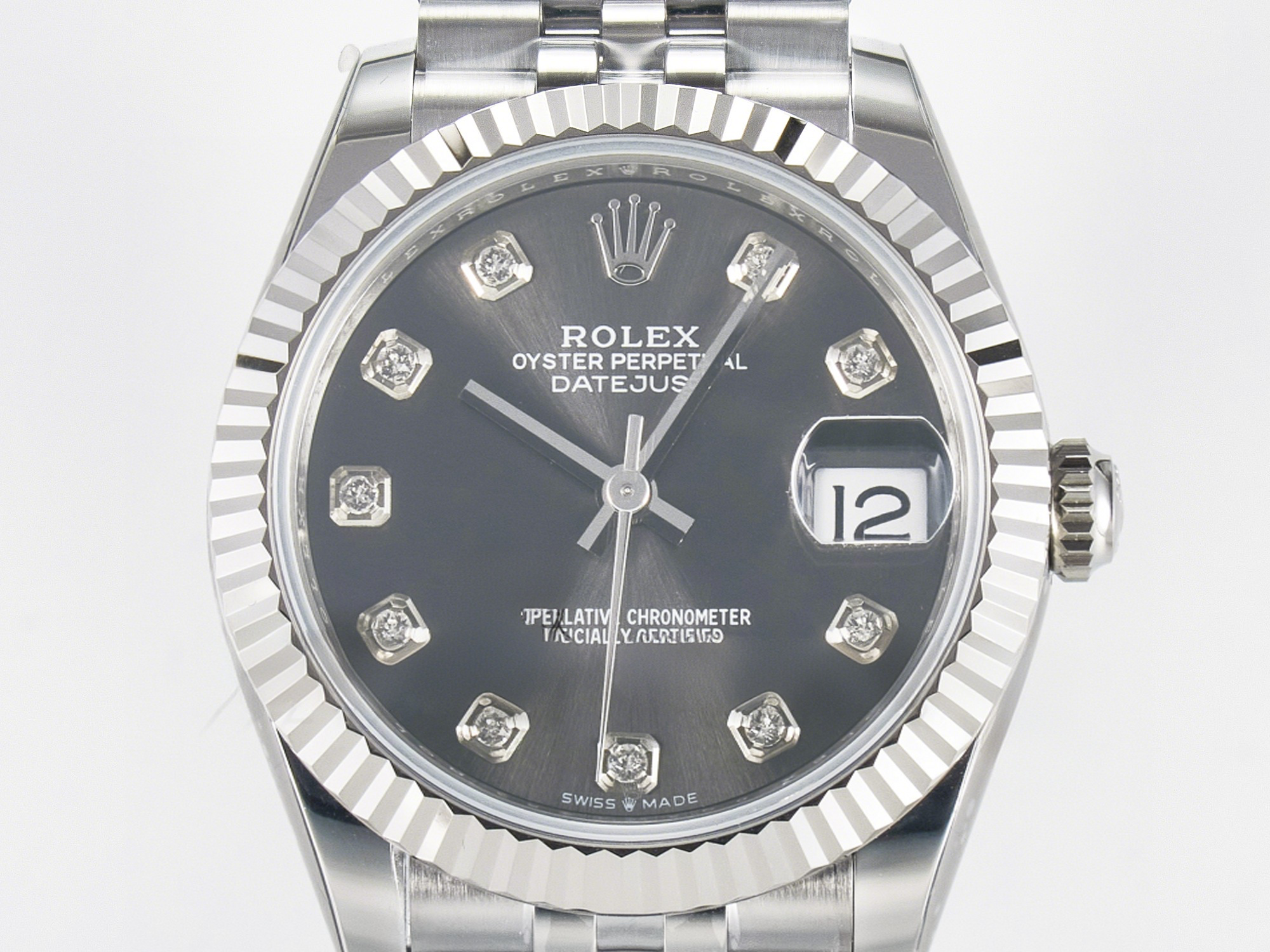 Rolex DateJust 31 278274 ARF 1:1 Best Edition 904L Steel Gray Diamonds Dial on SS Jubilee Bracelet ETA 2688-fasswatch