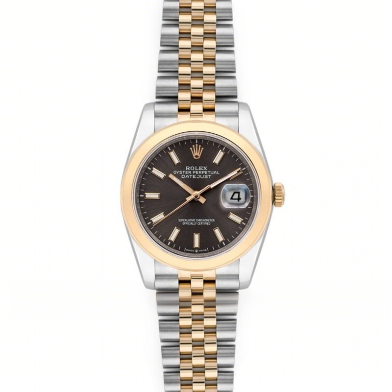 Rolex Datejust 36 126201 Dark Rhodium Dial in Yellow Gold and Steel with Stick Markers-fasswatch
