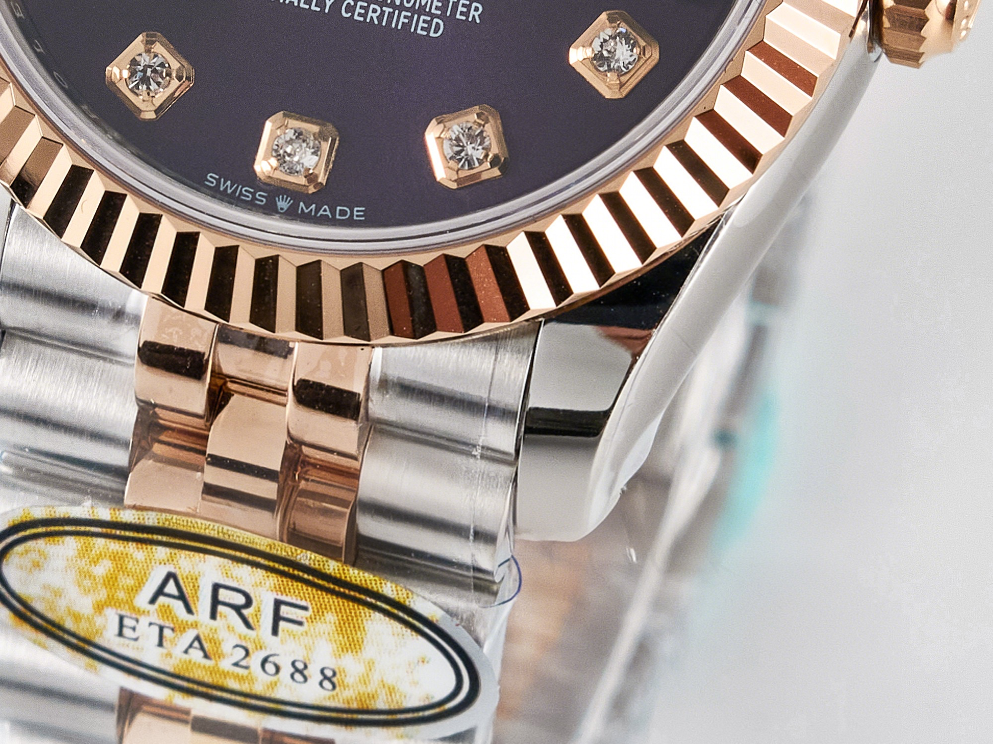 Rolex DateJust 31 278271 ARF 1:1 Best Edition 904L Steel Purple Diamonds Dial on SS/RG Jubilee Bracelet ETA 2688-fasswatch