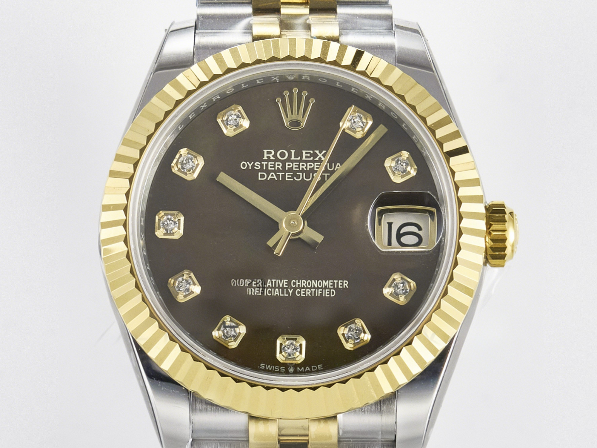 Rolex DateJust 31 278273 ARF 1:1 Best Edition 904L Steel Brown Diamonds Dial on SS/YG Jubilee Bracelet ETA 2688-fasswatch