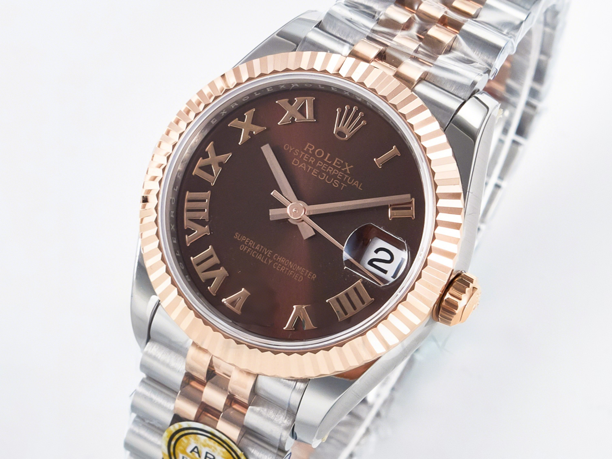 Rolex DateJust 31 278271 ARF 1:1 Best Edition 904L Steel Brown Roman Diamonds Dial on SS/RG Jubilee Bracelet ETA 2688-fasswatch
