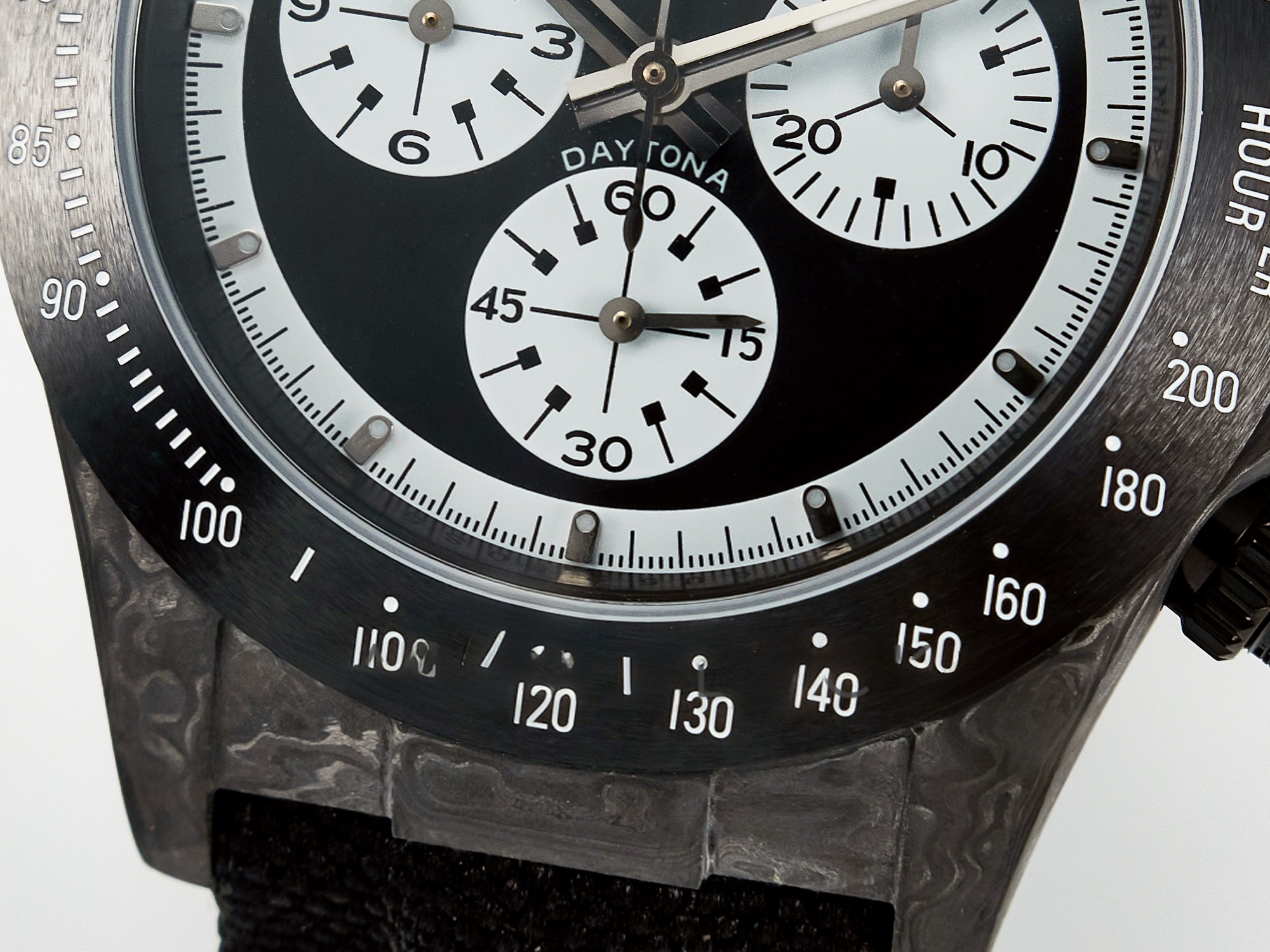 Rolex Daytona DIW Black Carbon DIWF 1:1 Best Edition Black/White Dial on Black Nylon Strap SH4130-fasswatch