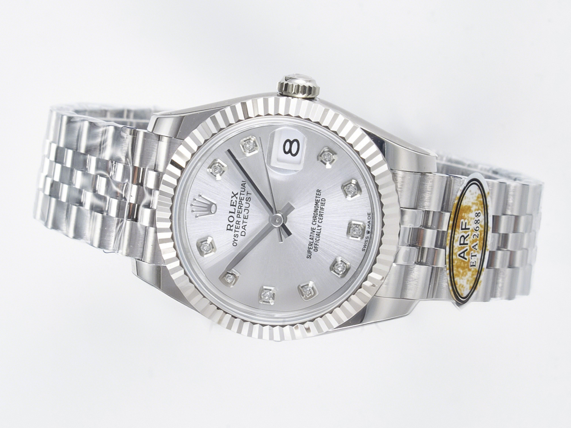 Rolex DateJust 31 278274 ARF 1:1 Best Edition 904L Steel Silver Diamonds Dial on SS Jubilee Bracelet ETA 2688-fasswatch