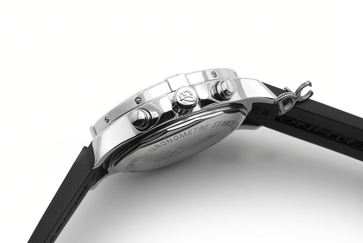 Breitling Colt Chronograph 44mm Black Dial in Steel on Black Rubber Strap-fasswatch