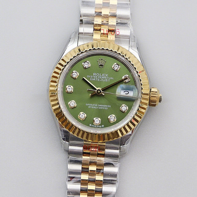 Rolex Ladies Datejust 279383RBR Green Dial with Diamond Marker in Yellow Gold/Steel-fasswatch