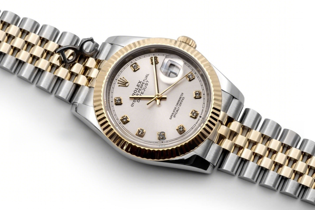 Rolex Datejust 36 126283RBR Silver Dial in Yelllow Gold and Steel with Diamond Markers-fasswatch