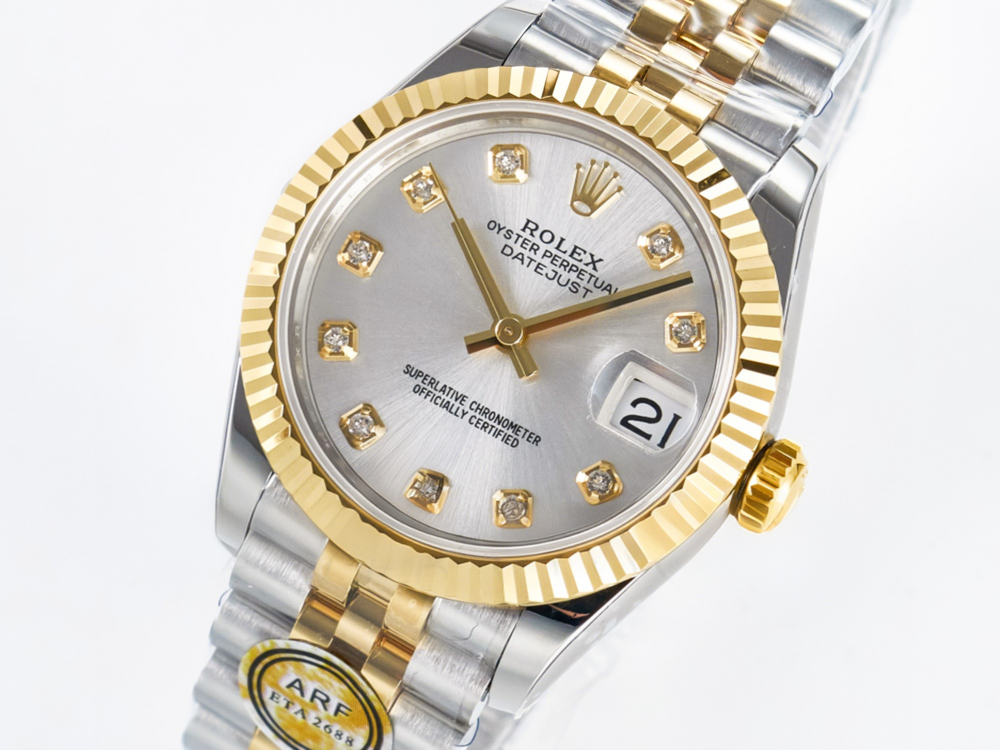 Rolex DateJust 31 278273 ARF 1:1 Best Edition 904L Steel Silver Diamonds Dial on SS/YG Jubilee Bracelet ETA 2688-fasswatch