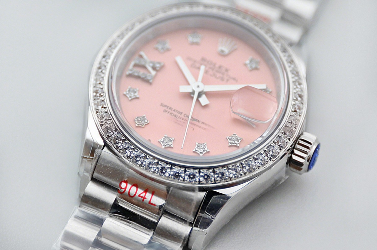 Rolex Datejust 28 279384RBR Pink Dial Diamond Markers in Steel-fasswatch