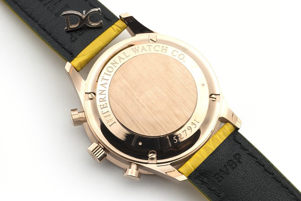 IWC Portugieser Chronograph Automatic White Dial in Rose Gold on Yellow Leather Strap-fasswatch