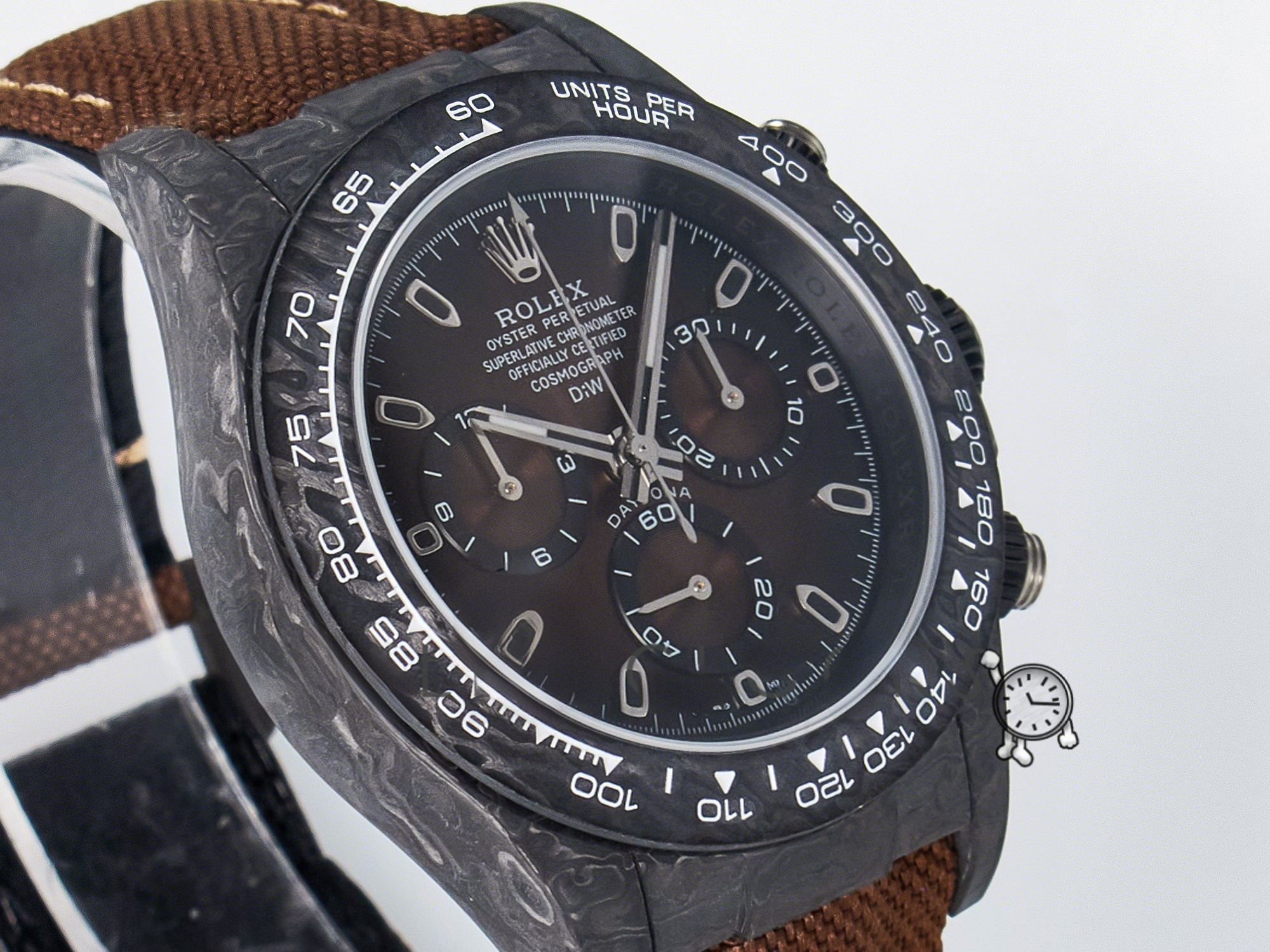 Rolex Daytona DIW Carbon/SS Case and Bezel DIWF Edition Brown Dial on Brown Nylon Strap A7750-fasswatch