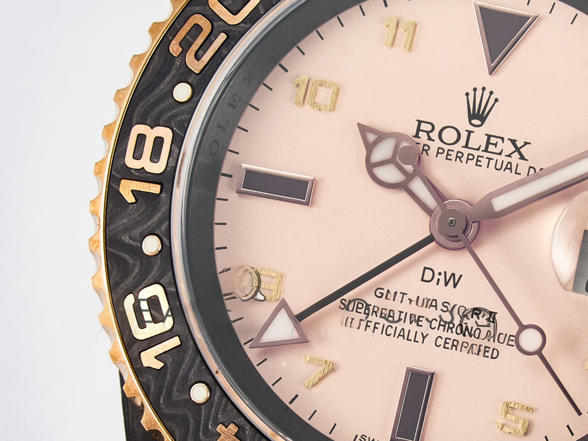 Rolex GMT Carbon DIWF Best Edition Yellow Roman Dial on Brown Nylon Strap SA3285 CHS V2-fasswatch