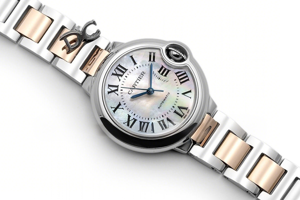 Cartier Ballon Bleu De Cartier 33mm White Mother Of Pearl Dial in Steel/ Pink Gold-fasswatch
