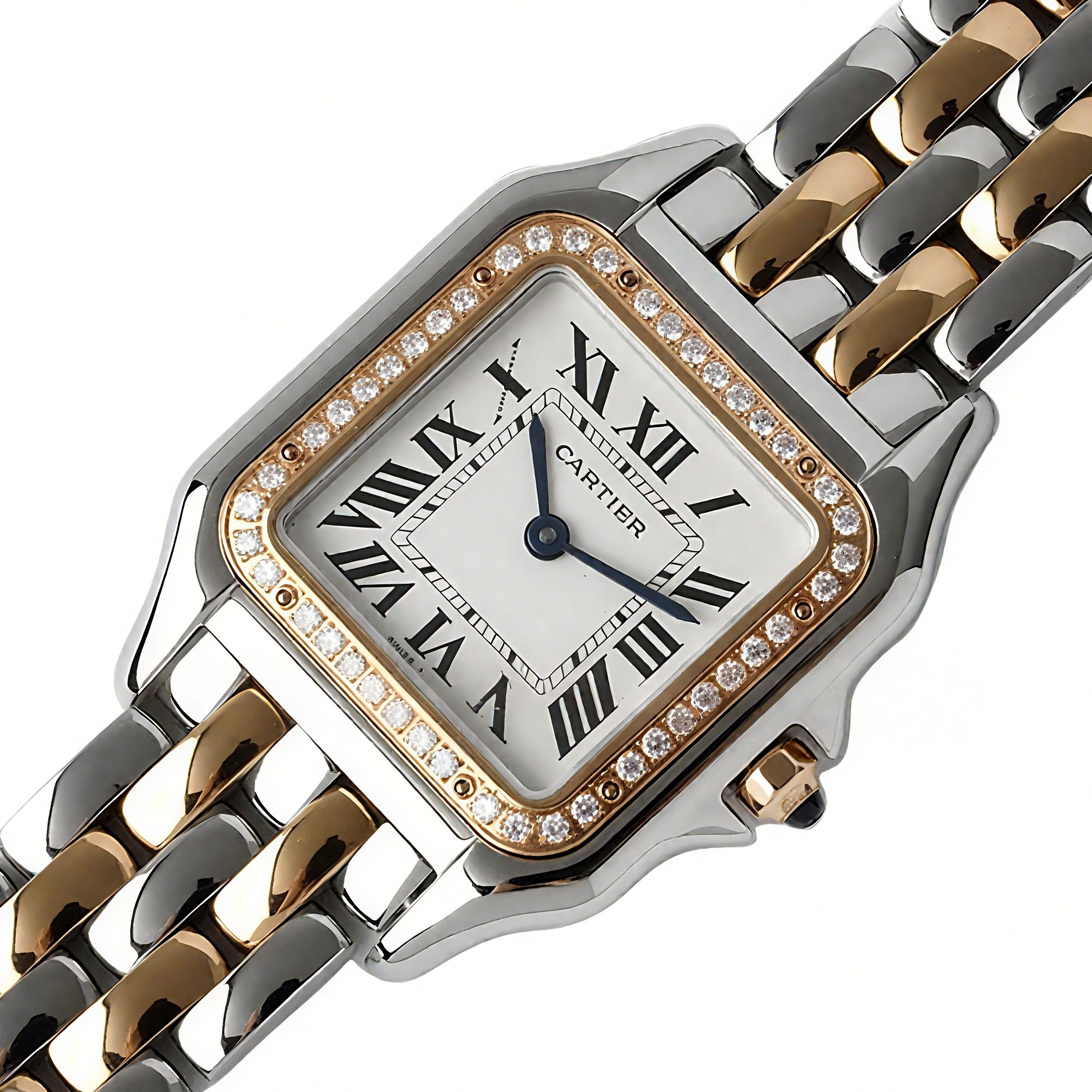 Cartier Panthère De Cartier 22mm White Dial in Steel/Rose Gold with Diamond Bezel-fasswatch