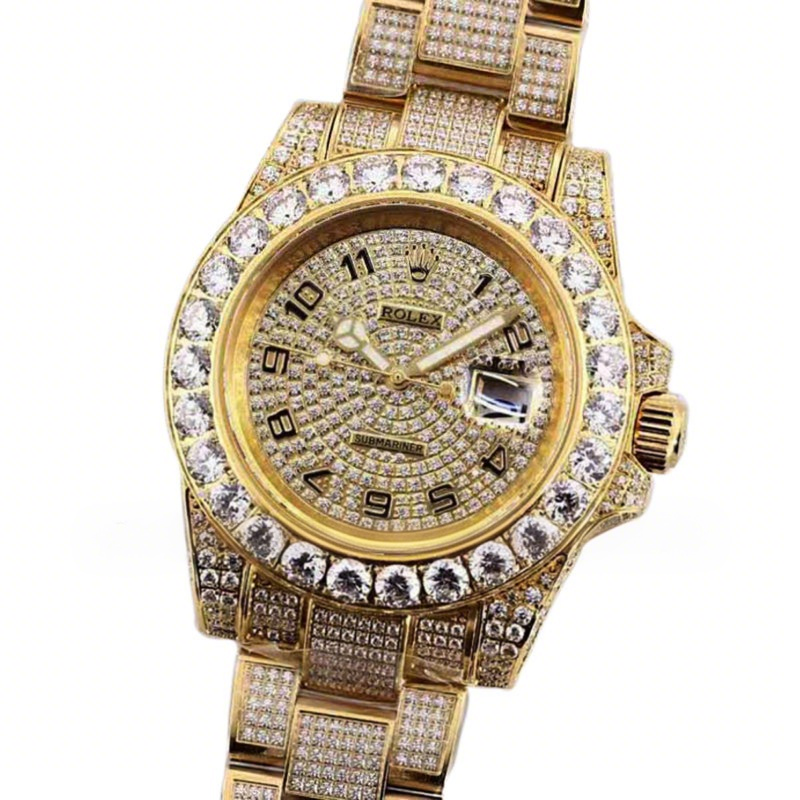 Rolex Submariner 116659 Full Diamond Paved Dial with Numeral Markers in Yellow Gold-fasswatch