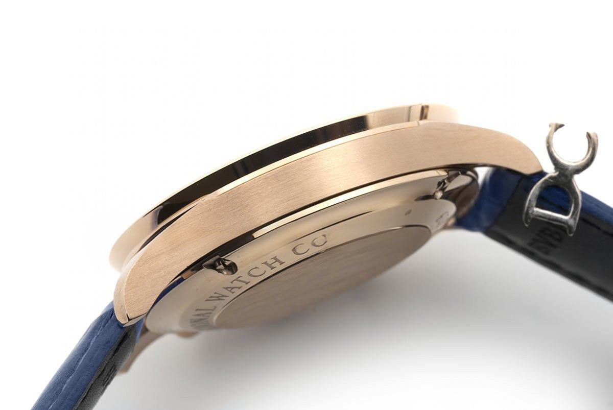 IWC Portugieser Chronograph Automatic White Dial in Rose Gold on Blue Leather Strap-fasswatch