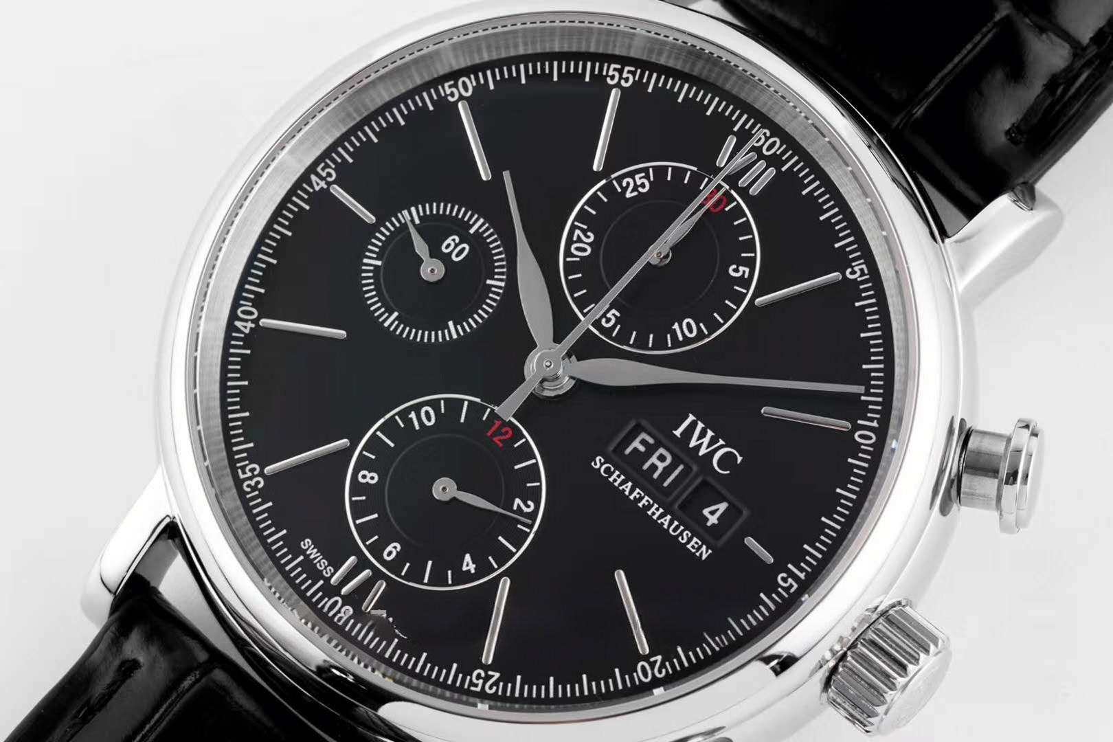 IWC Portofino Chronograph IW391029 Edition “150 Years” Black Dial in Steel-fasswatch