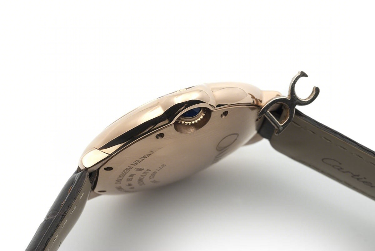 Ballon Bleu de Cartier 36mm White Dial in Rose Gold on Brown Leather Strap-fasswatch
