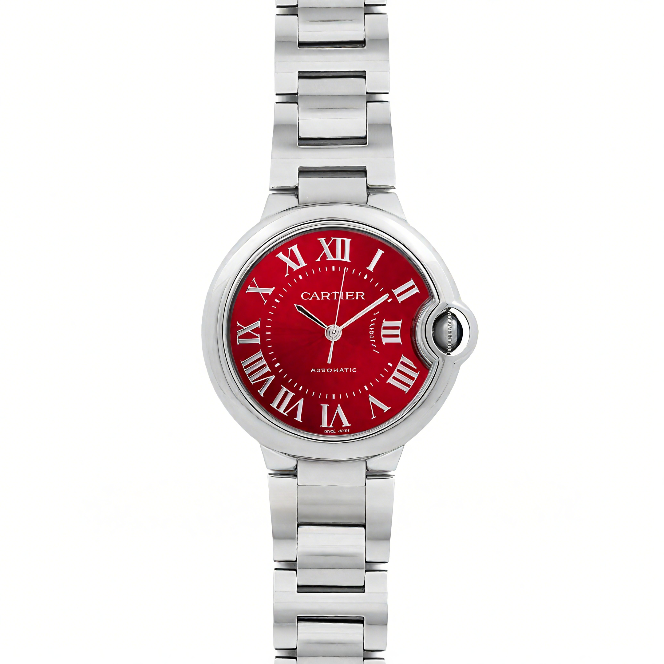 Cartier Ballon Bleu de Cartier 33mm Red Dial on Steel-fasswatch