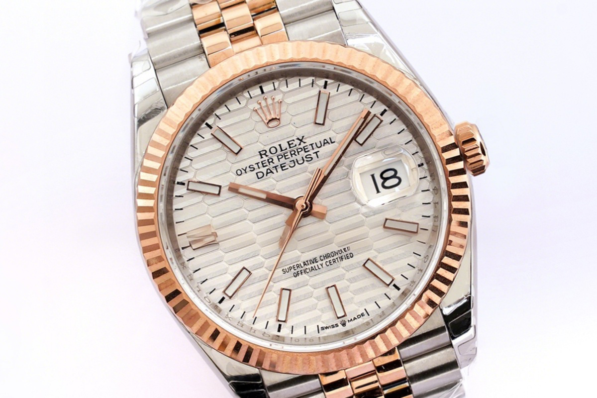 Rolex Datejust 36 126231 Silver Motif Dial in Steel/Rose Gold in Jubilee Bracelet-fasswatch