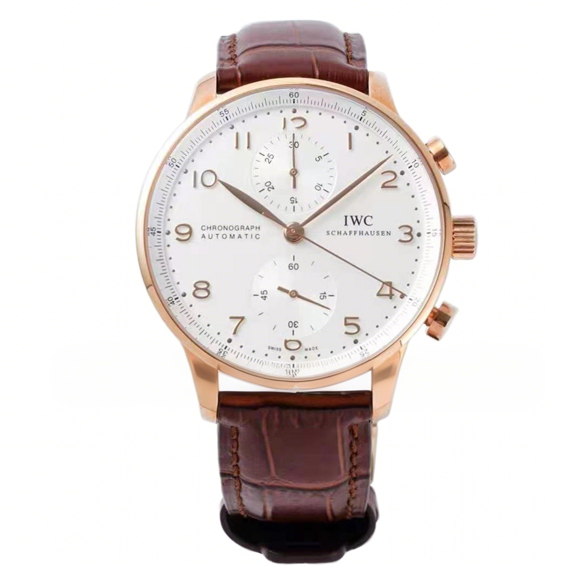 IWC Portugieser Chronograph IW371611 White Dial in Rose Gold-fasswatch