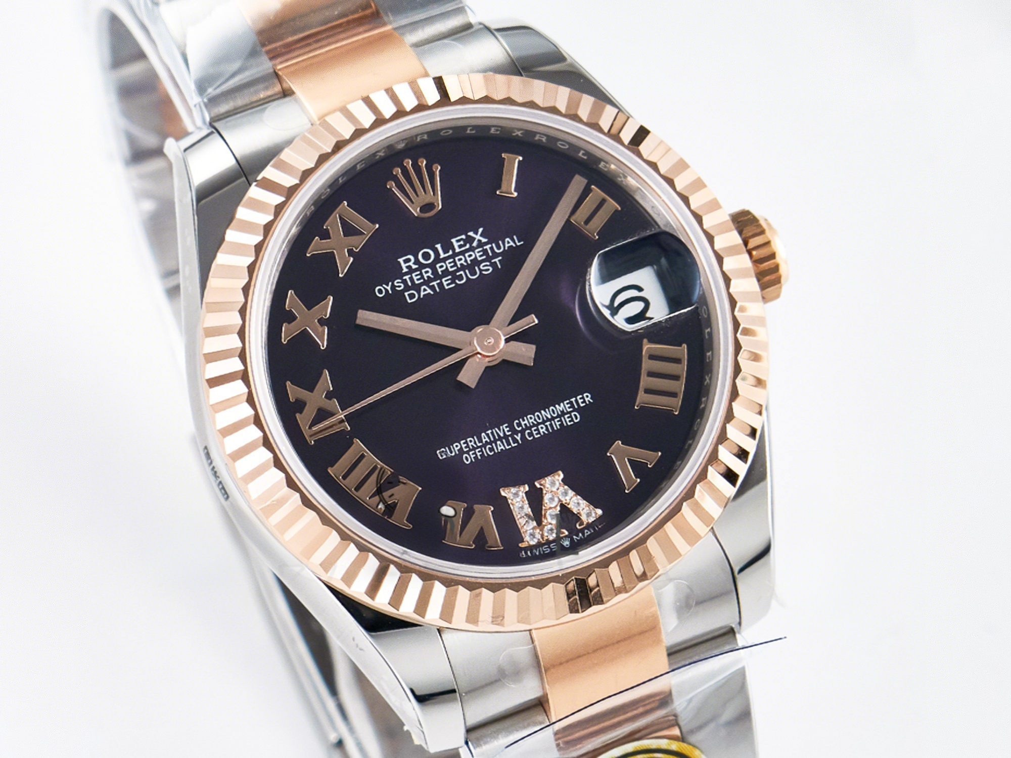 Rolex DateJust 31 278271 ARF 1:1 Best Edition 904L Steel Purple Roman Diamonds Dial on SS/RG Oyster Bracelet ETA 2688-fasswatch