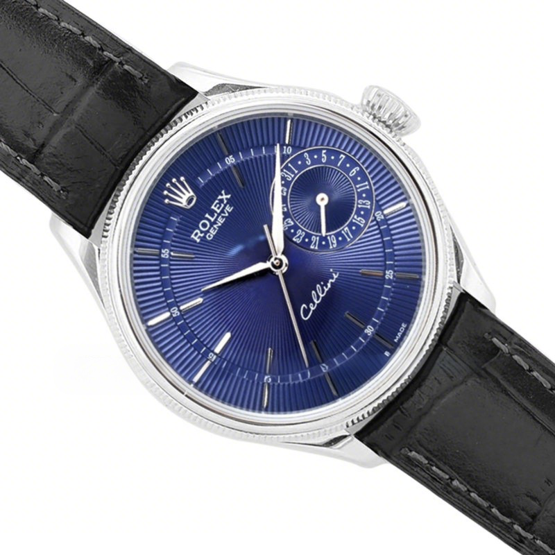 Rolex Cellini Date 50519 Blue Dial in White Gold-fasswatch
