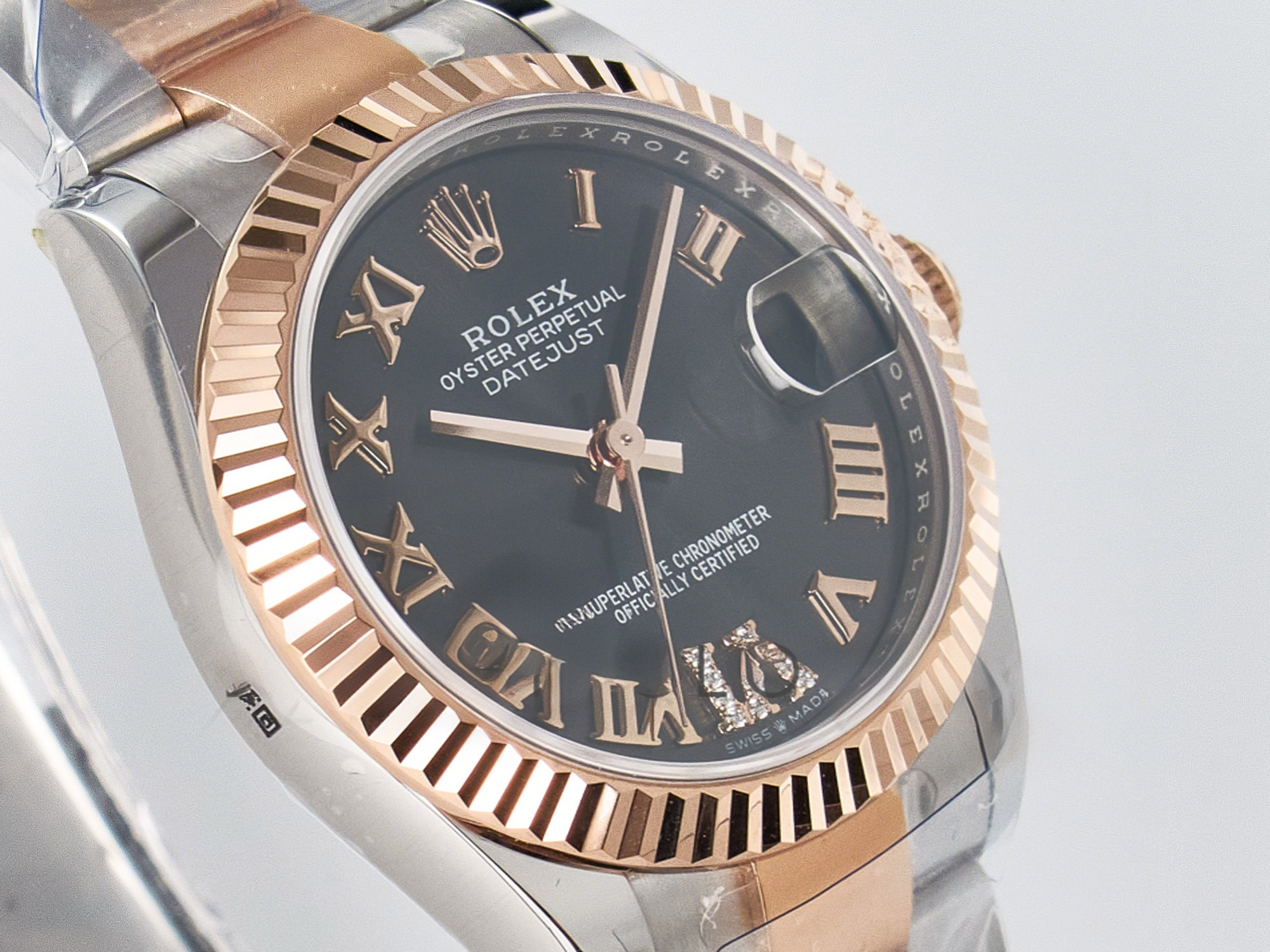 Rolex DateJust 31 278271 ARF 1:1 Best Edition 904L Steel Gray Roman Diamonds Dial on SS/RG Oyster Bracelet ETA 2688-fasswatch