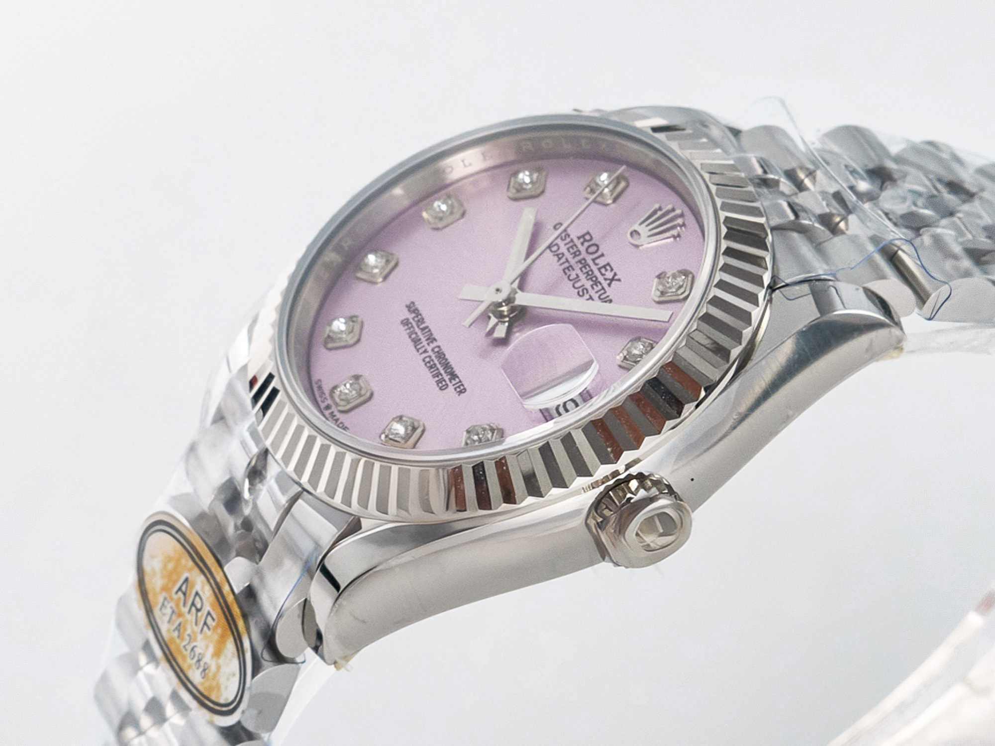 Rolex DateJust 31 278274 ARF 1:1 Best Edition 904L Steel Pink Diamonds Dial on SS Jubilee Bracelet ETA 2688-fasswatch
