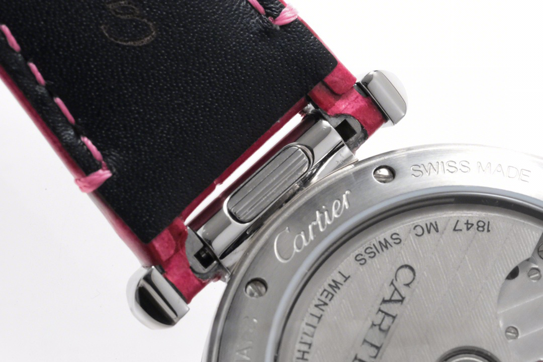 Cartier Pasha de Cartier 35mm in Pink Leather Strap-fasswatch