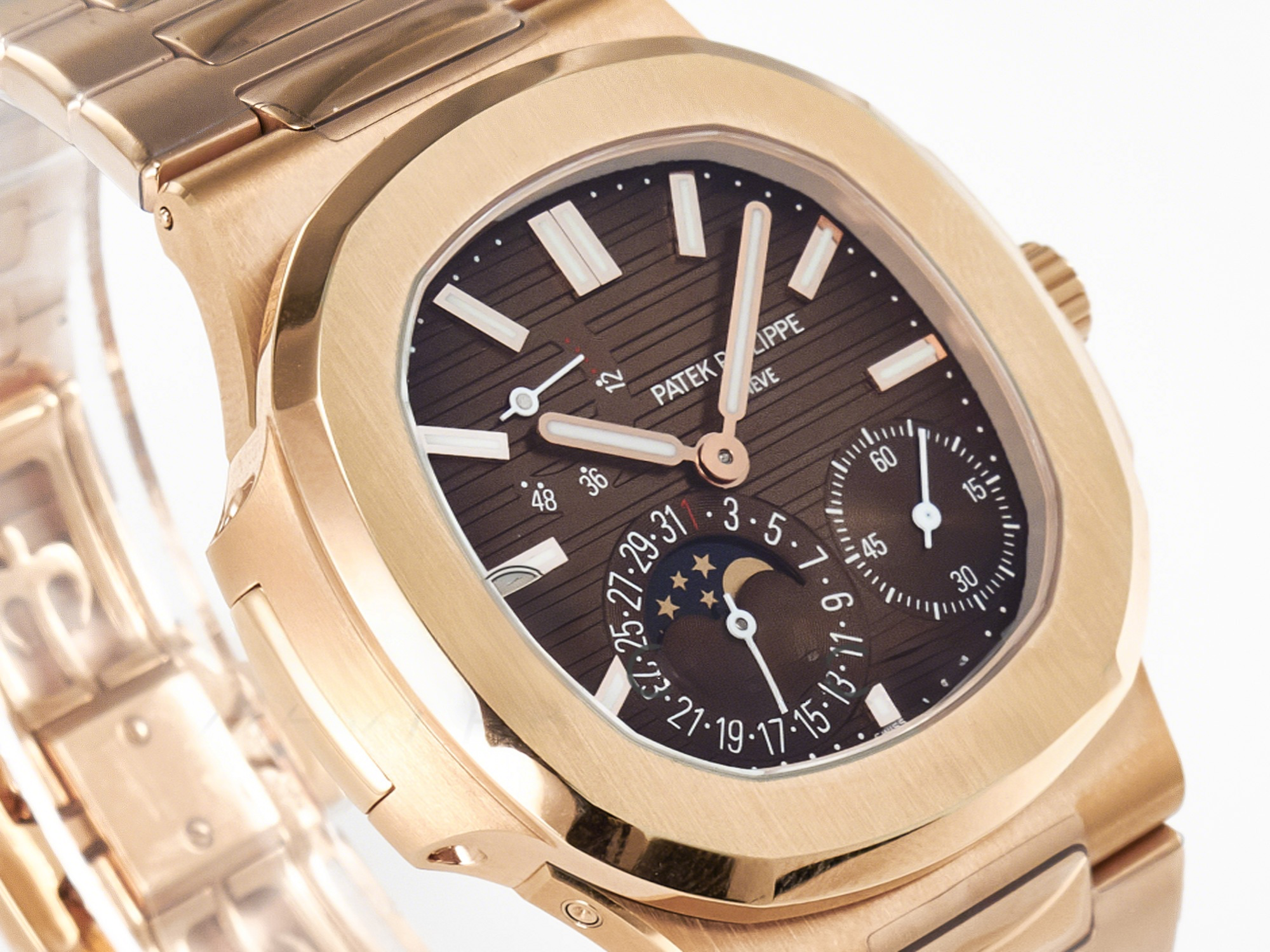 Patek Philippe Nautilus 5712 RG PPF 1:1 Best Edition Brown Dial on RG Bracelet PPF240 Super Clone V4+-fasswatch