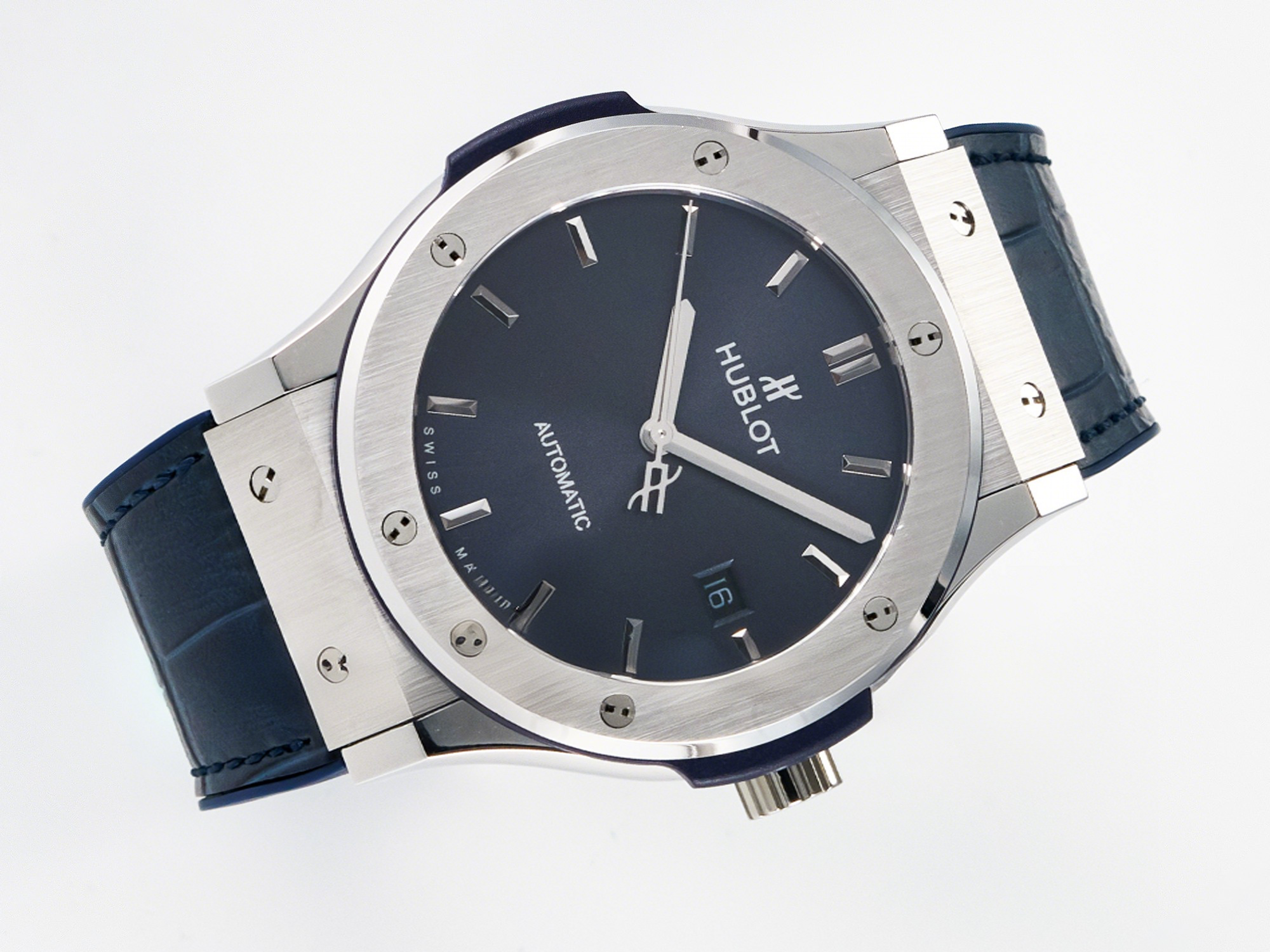 Hublot Classic Fusion Bang 42mm HBF 1:1 Best Edition Blue Dial on Blue Leather Strap A2892-fasswatch