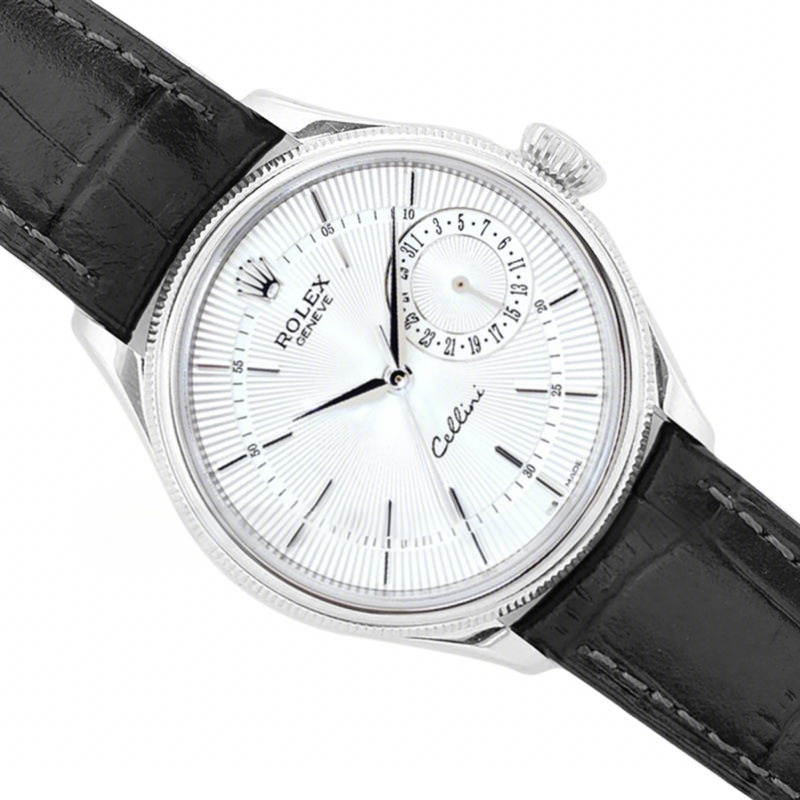 Rolex Cellini Date 50519 White Dial in White Gold-fasswatch