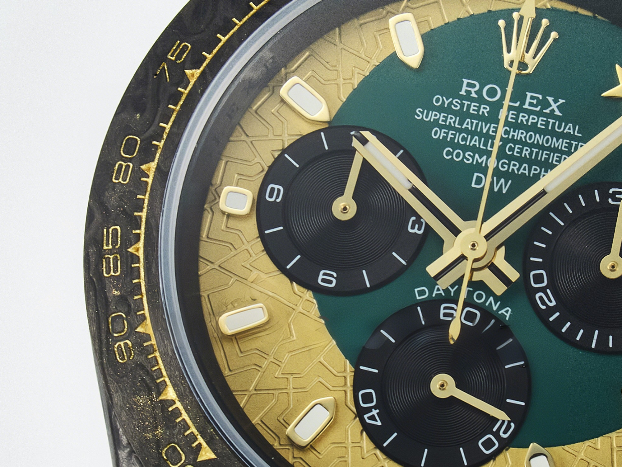 Rolex Daytona DIW Carbon Case and Bezel DIWF Edition Green/YG Dial on Green Nylon Strap A7750-fasswatch