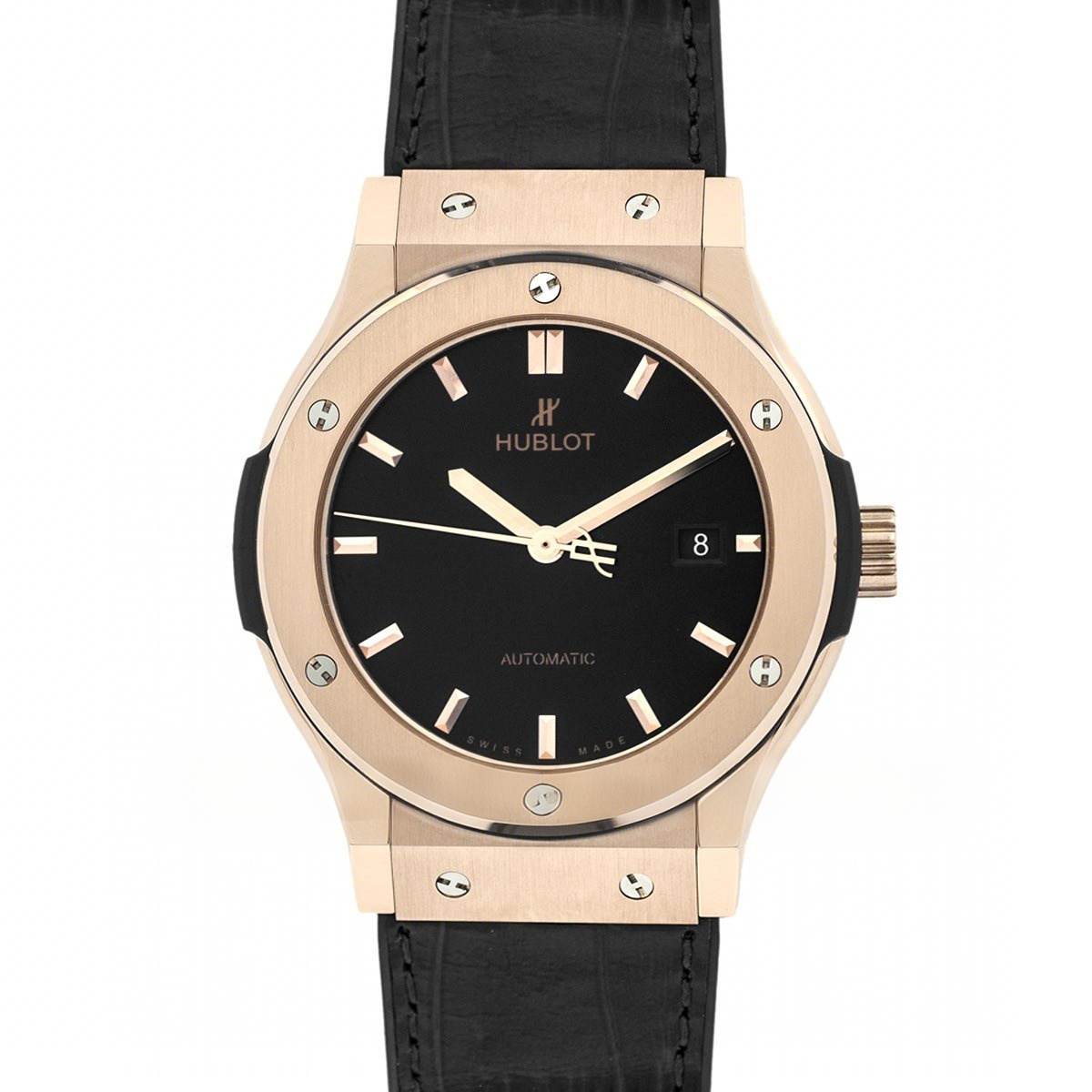 Hublot Classic Fusion Automatic 42mm Black Dial in Rose Gold-fasswatch