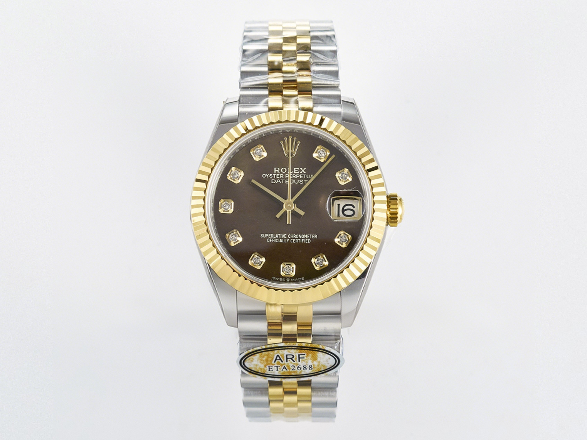 Rolex DateJust 31 278273 ARF 1:1 Best Edition 904L Steel Brown Diamonds Dial on SS/YG Jubilee Bracelet ETA 2688-fasswatch