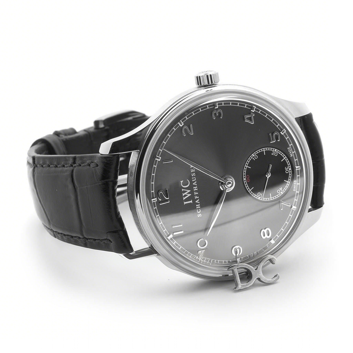 IWC Portuguese Hand Wound Eight Days IW510202 Black Dial in Steel-fasswatch