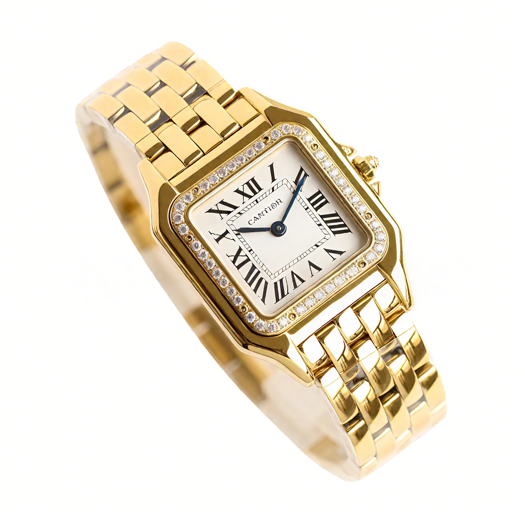Cartier Panthère De Cartier 22mm White Dial in Yellow Gold with Diamond Bezel-fasswatch