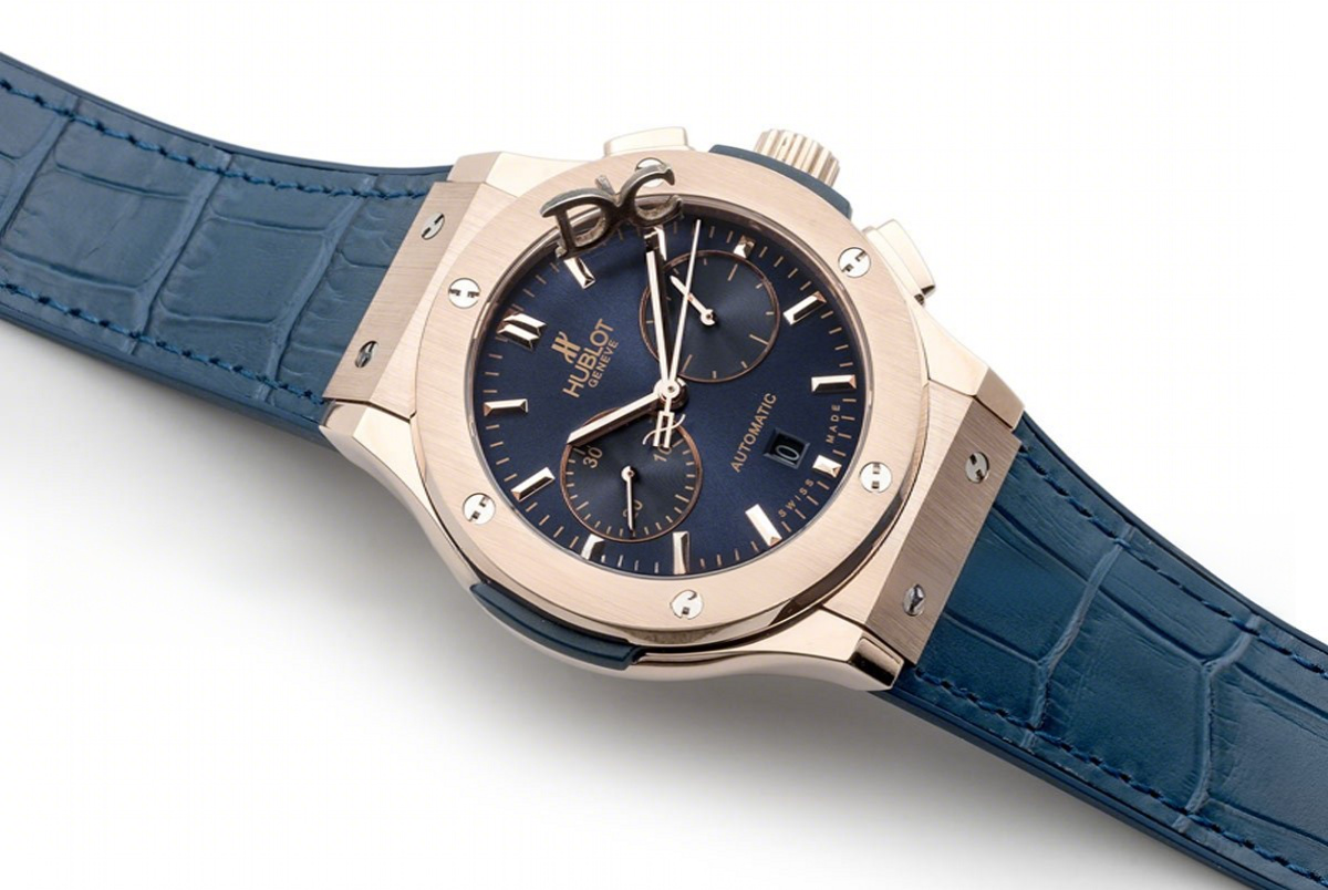 Hublot Classic Fusion Chronograph Blue Dial in Rose Gold-fasswatch