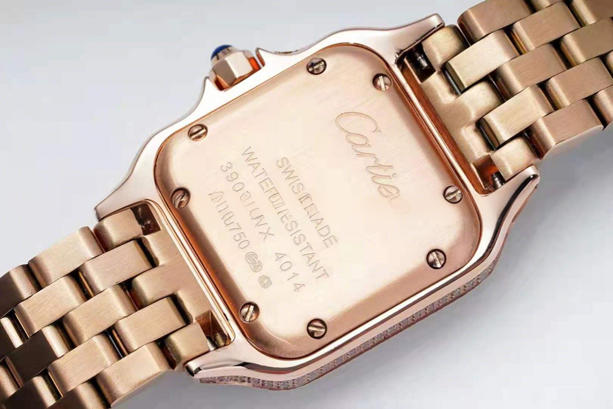 Cartier Panthère De Cartier 28mm White Dial in Pink Gold with Diamonds-fasswatch