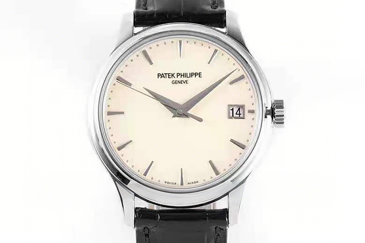 Patek Philippe Calatrava 5227 White Dial in White Gold on Black Leather Strap-fasswatch