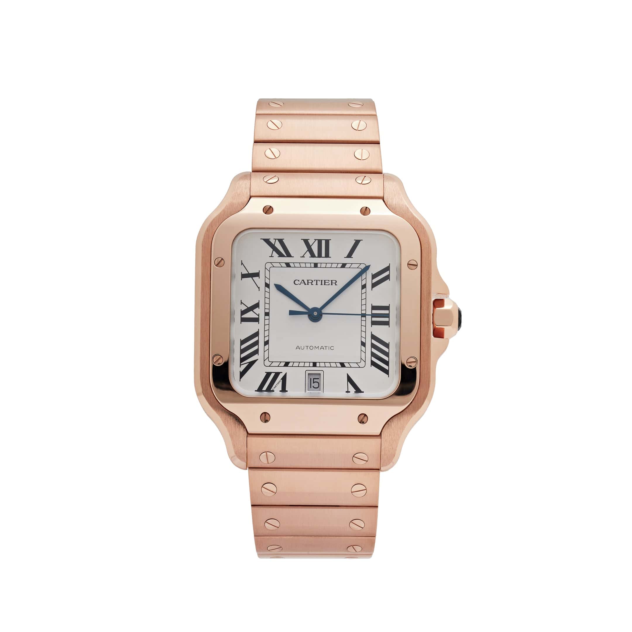 Cartier - r Santos De Cartier Large Silver Dial Rose Gold WGSA0018-fasswatch