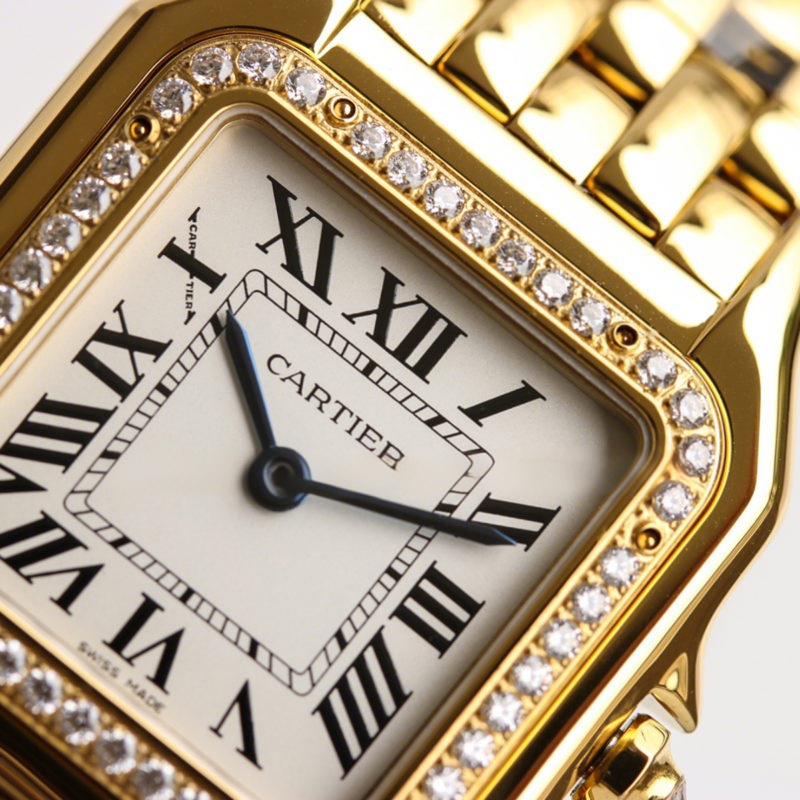 Cartier Panthère De Cartier 27mm White Dial in Yellow Gold with Diamond Bezel-fasswatch
