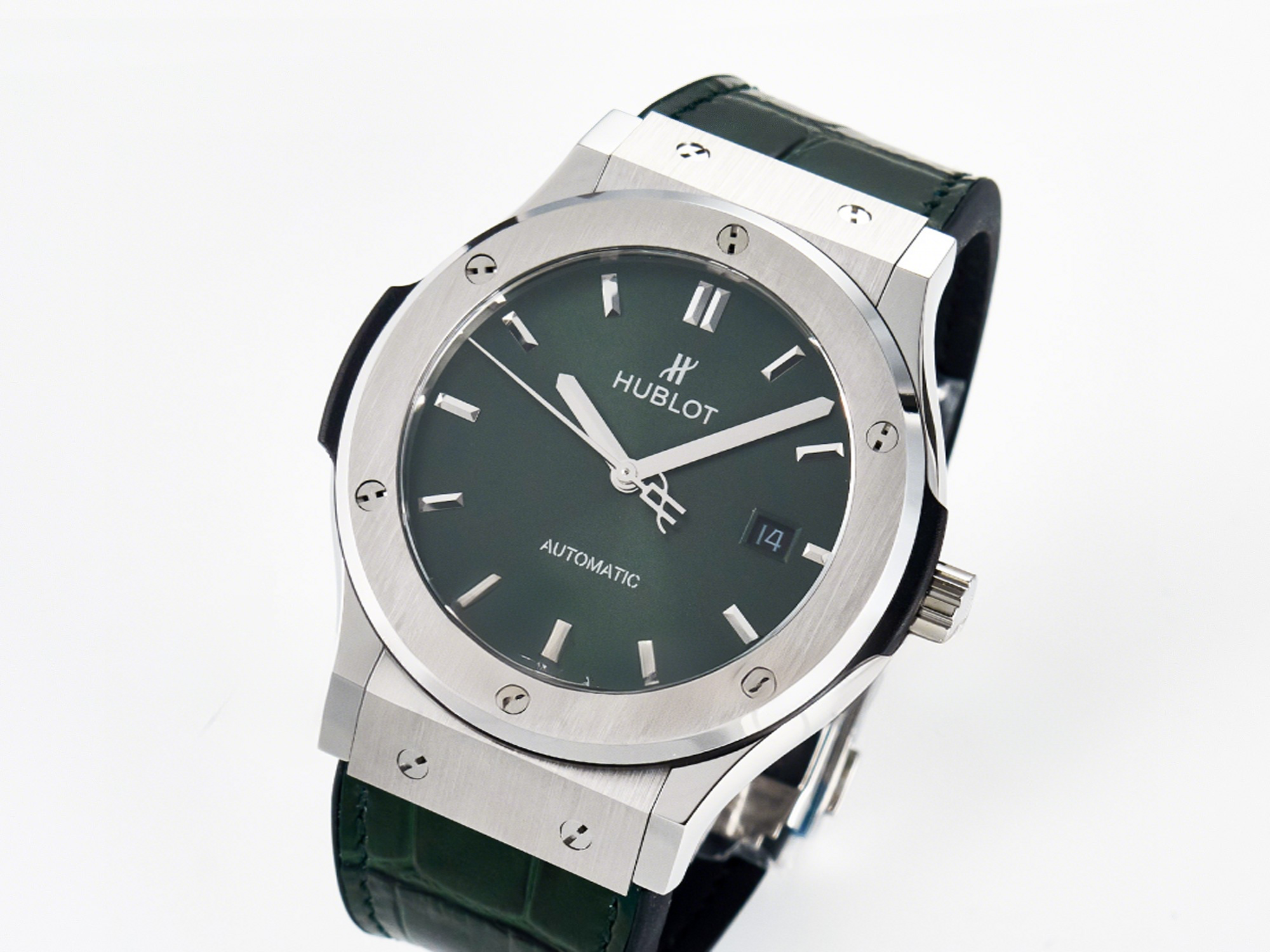Hublot Classic Fusion Bang 42mm HBF 1:1 Best Edition Green Dial on Green Leather Strap A2892-fasswatch