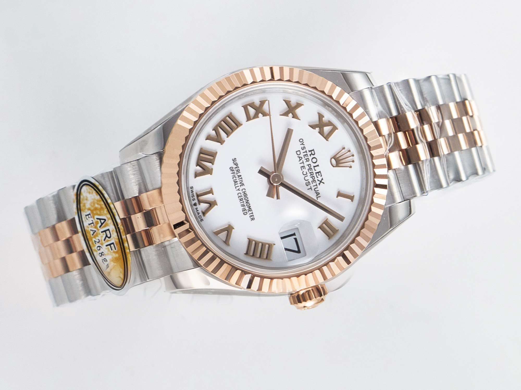 Rolex DateJust 31 278271 ARF 1:1 Best Edition 904L Steel White Roman Dial on SS/RG Jubilee Bracelet ETA 2688-fasswatch