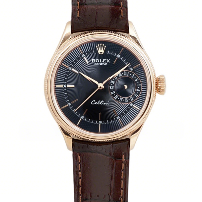 Rolex Cellini Date 50515 Black Dial in Everose Gold-fasswatch