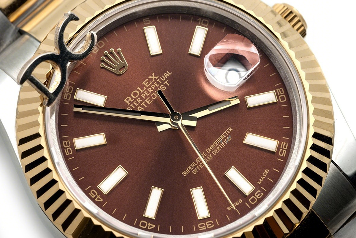 Rolex Datejust II 116233 Brown Dial in Yellow Gold/Steel with Stick Markers-fasswatch