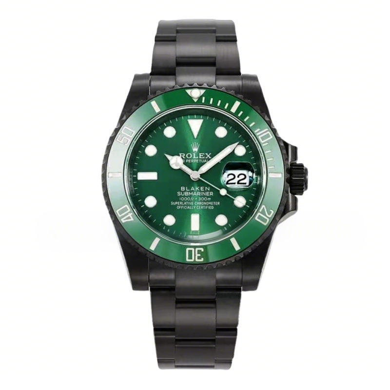 Rolex Blaken Submariner 116610 Green Dial in DLC-fasswatch
