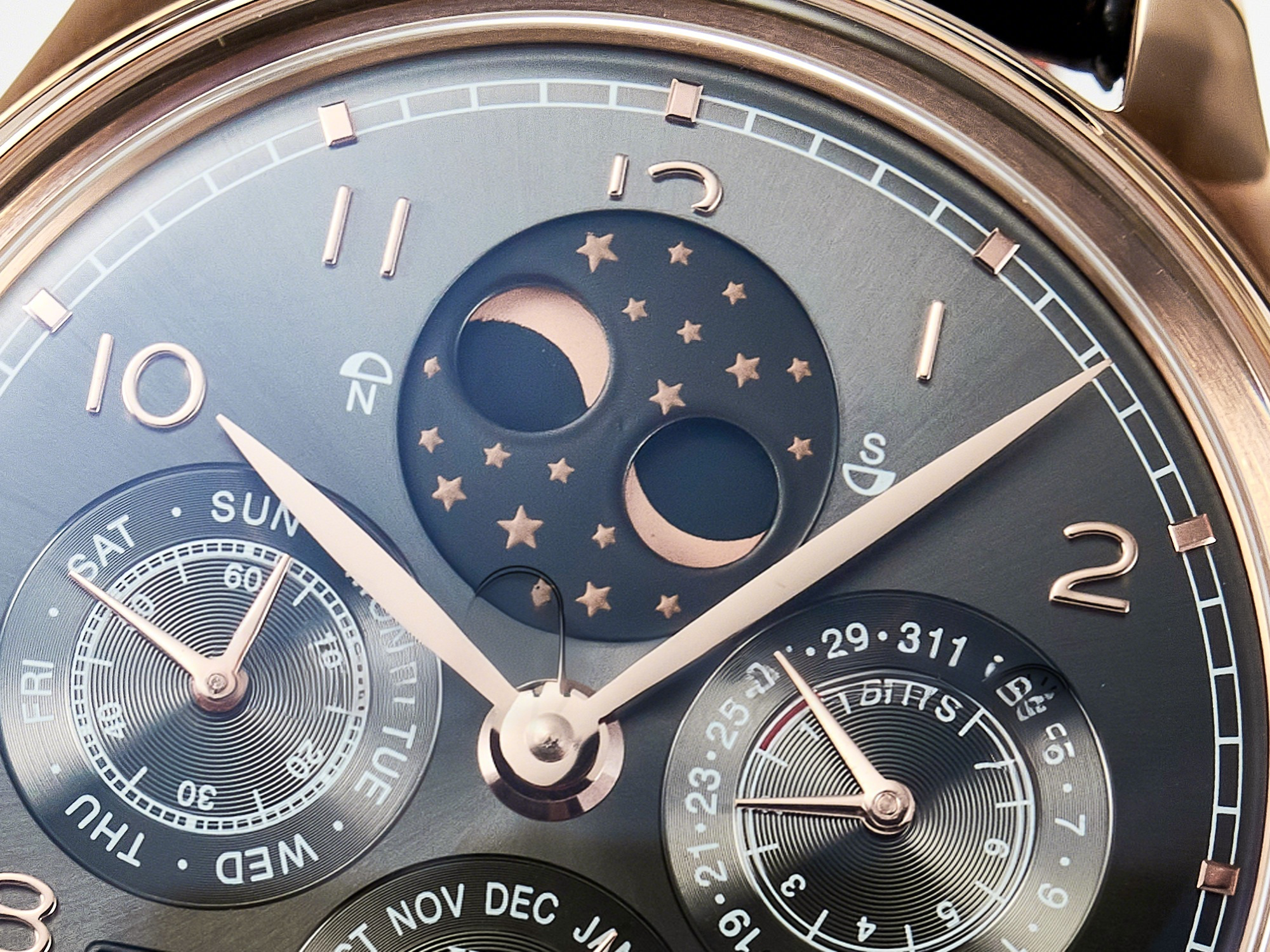 IWC IW5034 Portugieser Perpetual Calendar RG V9F 1:1 Best Edition Black Dial on Black Leather Strap A52610-fasswatch